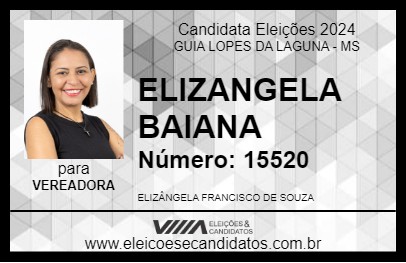 Candidato ELIZANGELA BAIANA 2024 - GUIA LOPES DA LAGUNA - Eleições