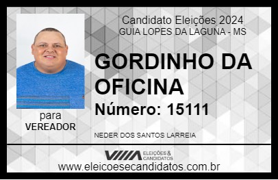 Candidato GORDINHO DA OFICINA 2024 - GUIA LOPES DA LAGUNA - Eleições