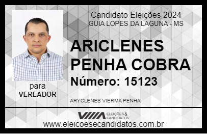 Candidato ARICLENES PENHA COBRA 2024 - GUIA LOPES DA LAGUNA - Eleições