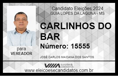 Candidato CARLINHOS DO BAR 2024 - GUIA LOPES DA LAGUNA - Eleições