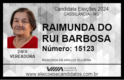 Candidato RAIMUNDA DO RUI BARBOSA 2024 - CASSILÂNDIA - Eleições