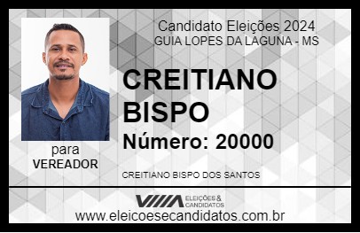 Candidato CREITIANO BISPO 2024 - GUIA LOPES DA LAGUNA - Eleições