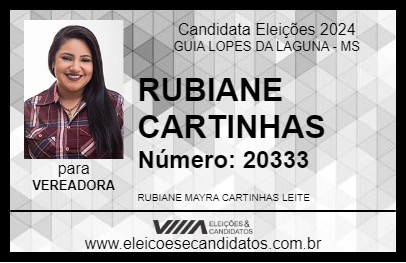 Candidato RUBIANE CARTINHAS 2024 - GUIA LOPES DA LAGUNA - Eleições