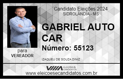 Candidato GABRIEL AUTO CAR 2024 - SIDROLÂNDIA - Eleições