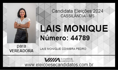 Candidato LAIS MONIQUE 2024 - CASSILÂNDIA - Eleições