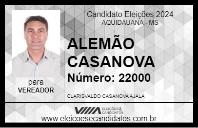 Candidato ALEMÃO CASANOVA 2024 - AQUIDAUANA - Eleições