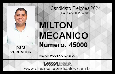 Candidato MILTON MECANICO 2024 - PARANHOS - Eleições