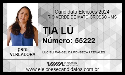 Candidato TIA LÚ 2024 - RIO VERDE DE MATO GROSSO - Eleições