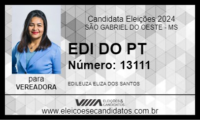 Candidato EDI DO PT 2024 - SÃO GABRIEL DO OESTE - Eleições