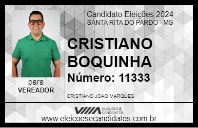 Candidato CRISTIANO BOQUINHA 2024 - SANTA RITA DO PARDO - Eleições