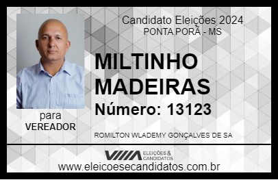 Candidato MILTINHO MADEIRAS 2024 - PONTA PORÃ - Eleições