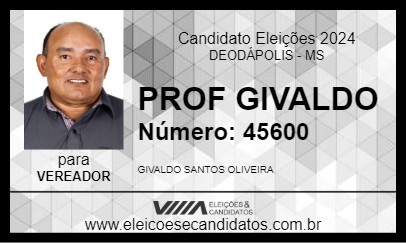 Candidato PROF GIVALDO 2024 - DEODÁPOLIS - Eleições