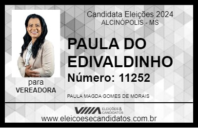 Candidato PAULA DO EDIVALDINHO 2024 - ALCINÓPOLIS - Eleições