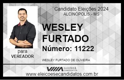 Candidato WESLEY FURTADO 2024 - ALCINÓPOLIS - Eleições