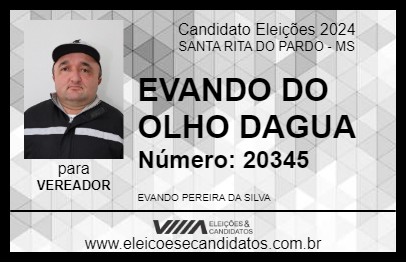 Candidato EVANDO DO OLHO DAGUA 2024 - SANTA RITA DO PARDO - Eleições