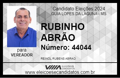 Candidato RUBINHO ABRÃO 2024 - GUIA LOPES DA LAGUNA - Eleições