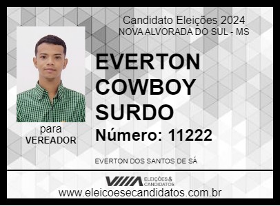 Candidato EVERTON COWBOY SURDO 2024 - NOVA ALVORADA DO SUL - Eleições