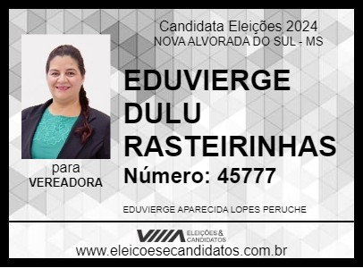 Candidato EDUVIERGE DULU RASTEIRINHAS 2024 - NOVA ALVORADA DO SUL - Eleições