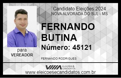 Candidato FERNANDO BUTINA 2024 - NOVA ALVORADA DO SUL - Eleições