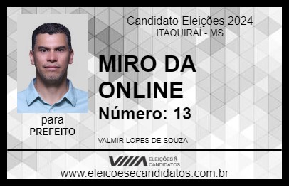 Candidato MIRO DA ONLINE 2024 - ITAQUIRAÍ - Eleições