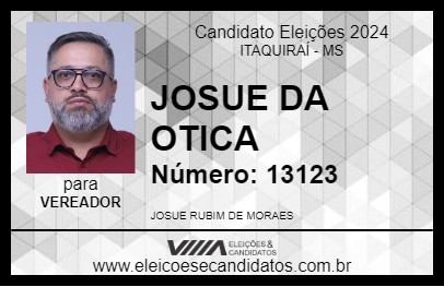 Candidato JOSUE DA OTICA 2024 - ITAQUIRAÍ - Eleições