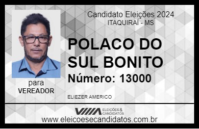 Candidato POLACO DO SUL BONITO 2024 - ITAQUIRAÍ - Eleições