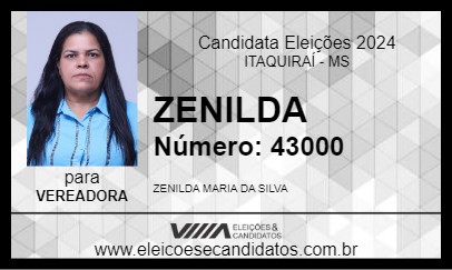 Candidato ZENILDA 2024 - ITAQUIRAÍ - Eleições