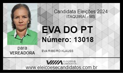 Candidato EVA DO PT 2024 - ITAQUIRAÍ - Eleições