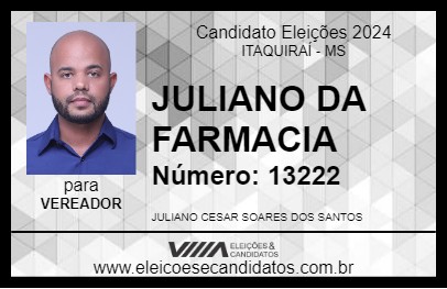 Candidato JULIANO DA FARMACIA 2024 - ITAQUIRAÍ - Eleições