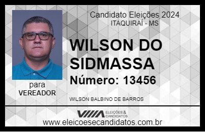 Candidato WILSON DO SIDMASSA 2024 - ITAQUIRAÍ - Eleições