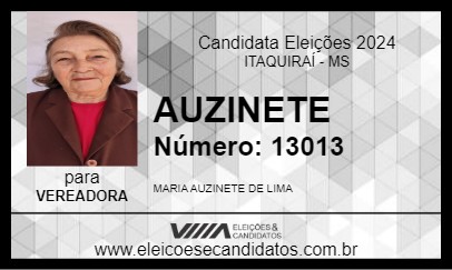 Candidato AUZINETE 2024 - ITAQUIRAÍ - Eleições