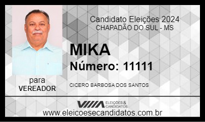 Candidato MIKA 2024 - CHAPADÃO DO SUL - Eleições