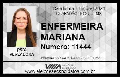 Candidato ENFERMEIRA MARIANA 2024 - CHAPADÃO DO SUL - Eleições