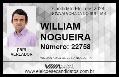 Candidato WILLIAM NOGUEIRA 2024 - NOVA ALVORADA DO SUL - Eleições