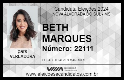 Candidato BETH MARQUES 2024 - NOVA ALVORADA DO SUL - Eleições