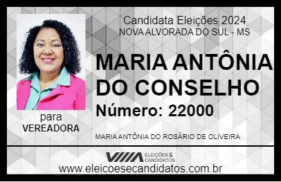 Candidato MARIA ANTÔNIA 2024 - NOVA ALVORADA DO SUL - Eleições