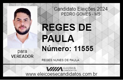 Candidato REGES DE PAULA 2024 - PEDRO GOMES - Eleições