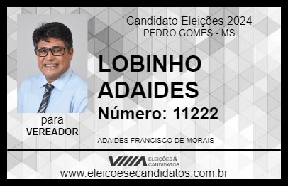 Candidato LOBINHO ADAIDES 2024 - PEDRO GOMES - Eleições