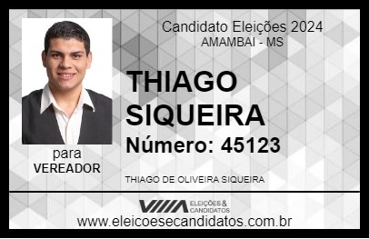 Candidato THIAGO SIQUEIRA 2024 - AMAMBAI - Eleições