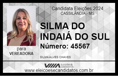 Candidato SILMA DO INDAIÁ DO SUL 2024 - CASSILÂNDIA - Eleições