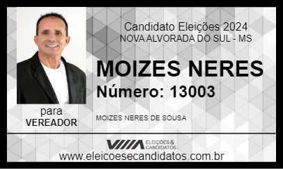 Candidato MOIZES NERES 2024 - NOVA ALVORADA DO SUL - Eleições