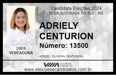 Candidato ADRIELY  CENTURION  2024 - NOVA ALVORADA DO SUL - Eleições