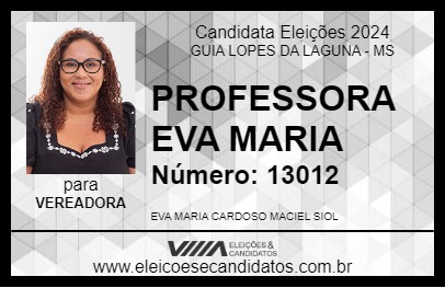 Candidato PROFESSORA EVA MARIA 2024 - GUIA LOPES DA LAGUNA - Eleições