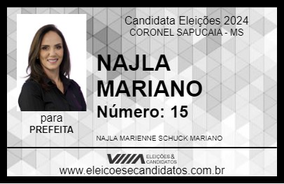 Candidato NAJLA MARIANO 2024 - CORONEL SAPUCAIA - Eleições