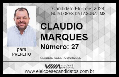 Candidato CLAUDIO MARQUES 2024 - GUIA LOPES DA LAGUNA - Eleições