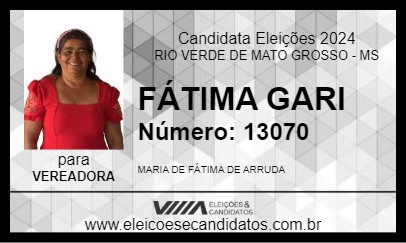 Candidato FÁTIMA GARI 2024 - RIO VERDE DE MATO GROSSO - Eleições