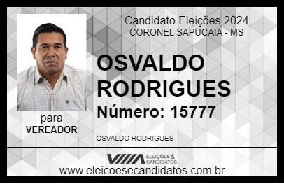 Candidato OSVALDO RODRIGUES 2024 - CORONEL SAPUCAIA - Eleições