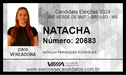 Candidato NATACHA 2024 - RIO VERDE DE MATO GROSSO - Eleições