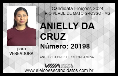 Candidato ANIELLY DA CRUZ 2024 - RIO VERDE DE MATO GROSSO - Eleições