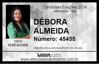 Candidato DÉBORA ALMEIDA 2024 - MIRANDA - Eleições